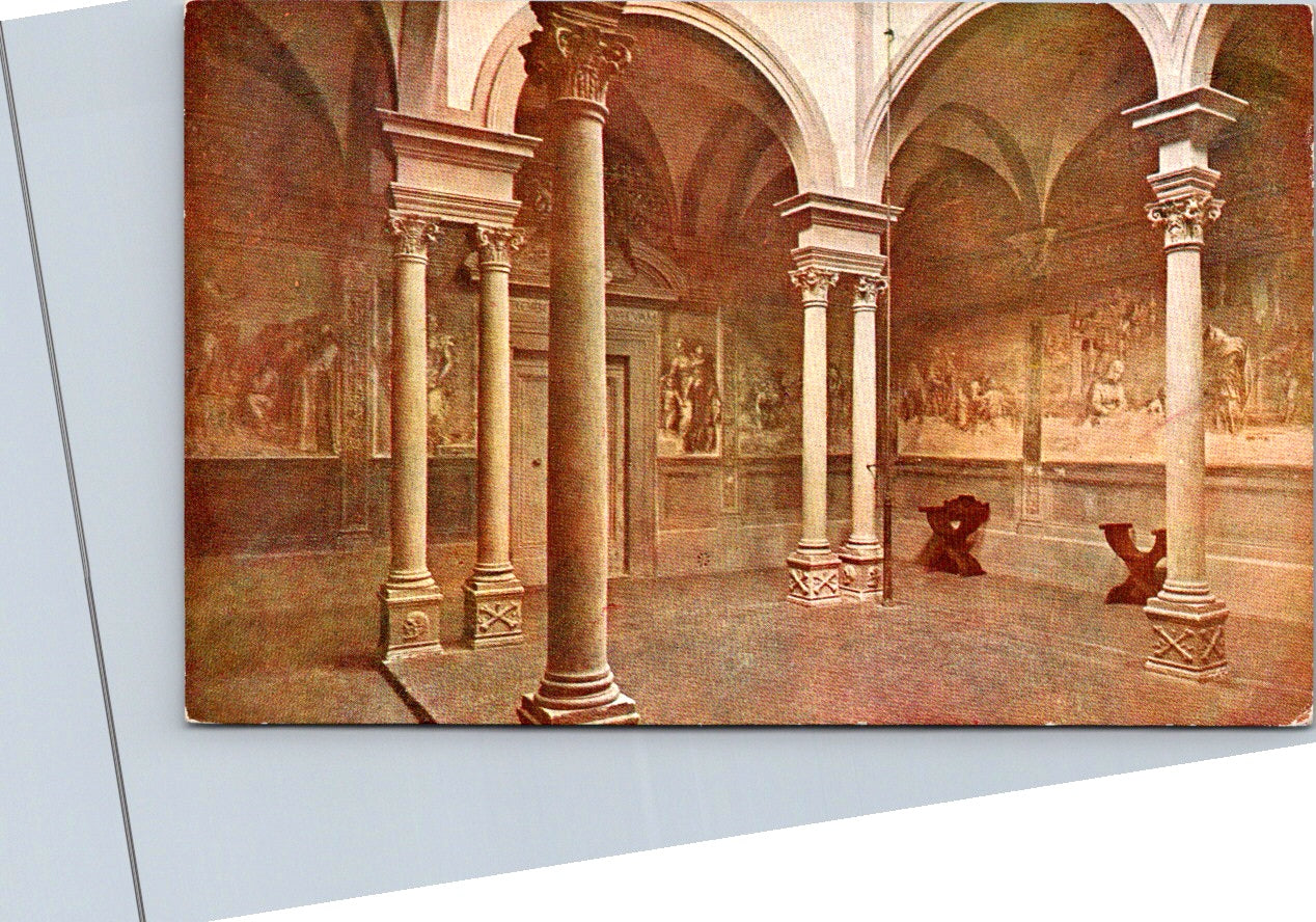 Vintage Postcard Cloister Of The Barefoot With Frescoes By Andrea Del Sarto