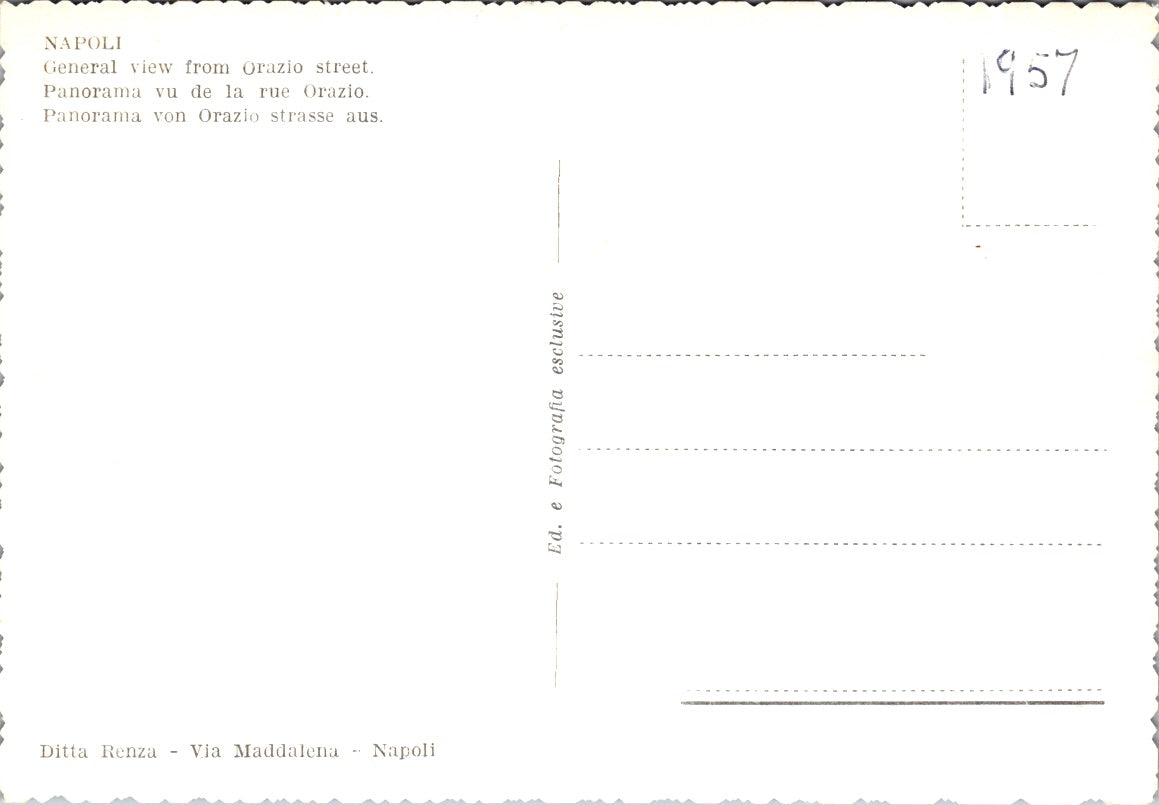 Vintage Postcard Naples Italy General View From Orazio Street Unposted