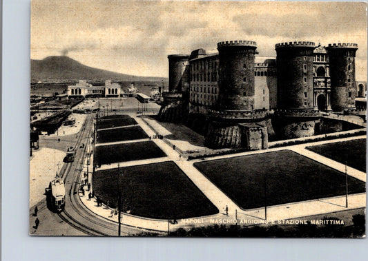 Vintage Postcard Maschio Angioino And Maritime Station Naples Italy Unposted