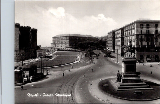 Vintage Postcard The Town Hall Square Naples Italy Unposted