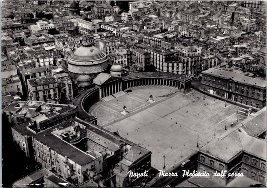 Vintage Postcard Aerial View Of Piazza del Plebiscito Naples Italy Unposted