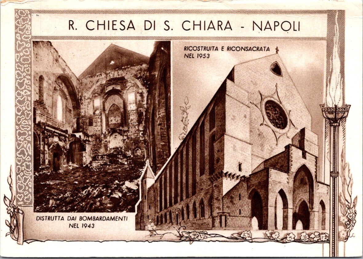 Vintage Postcard Monastero di Santa Chiara Destroyed By Bombing Italy Unposted