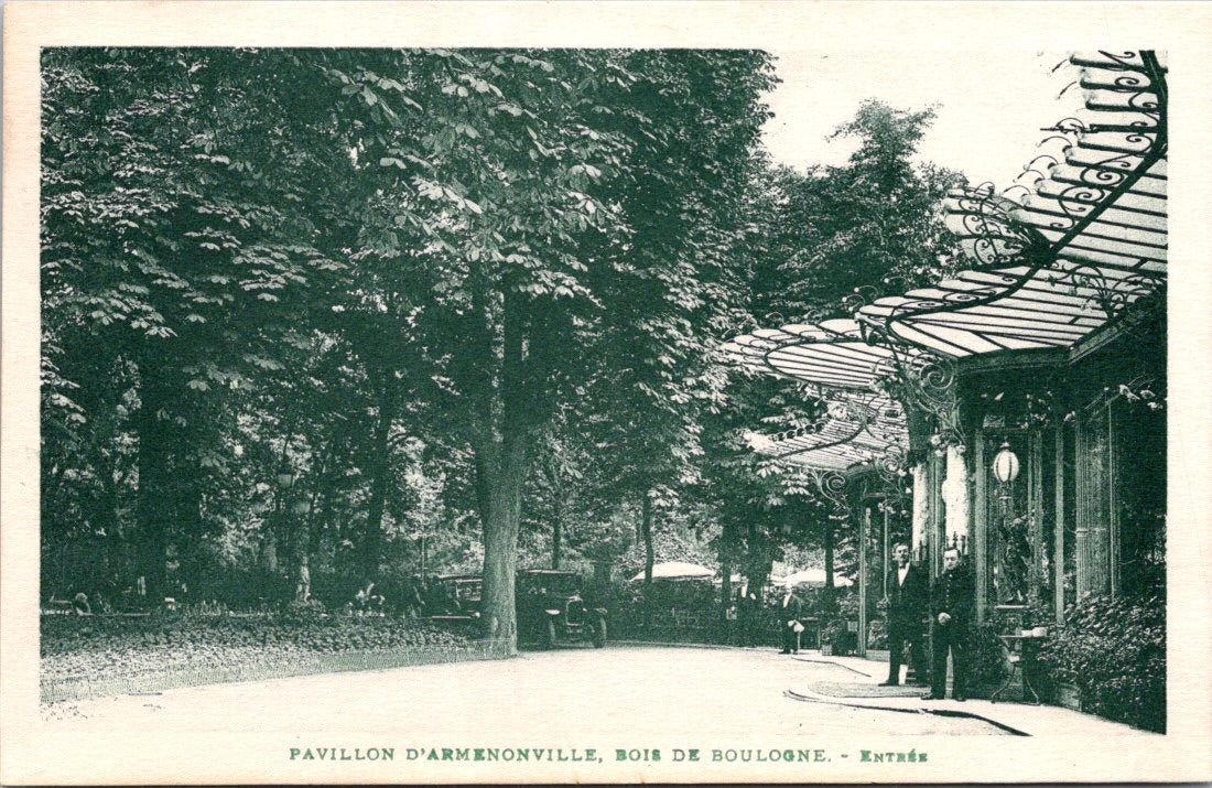 Vintage Postcard Pavillon d'Armenonville Bois de Boulogne Entrance Unposted