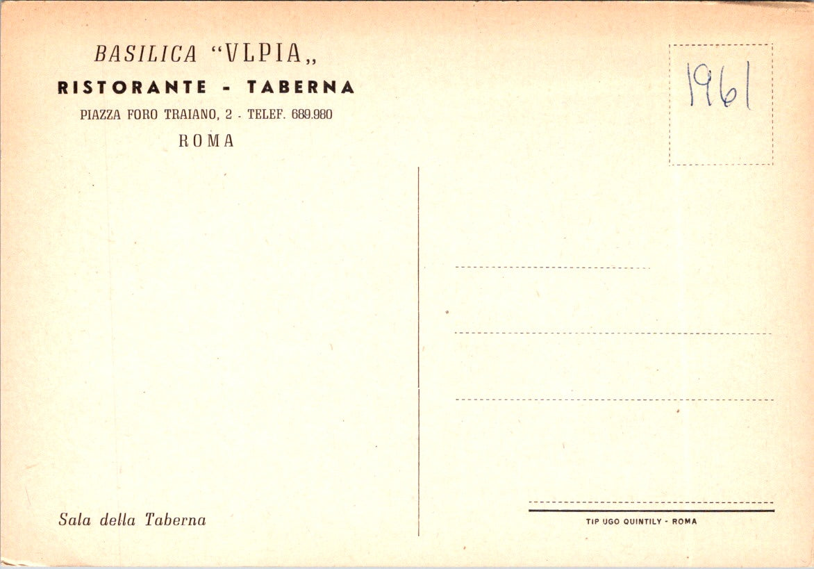 Vintage Postcard The Taberna Room Basilica Ulpia  Forum of Trajan Rome Italy