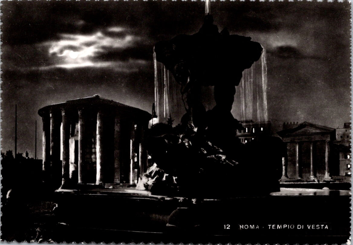 Vintage Postcard Tempio Di Vista View Of The Temple Rome Italy Unposted