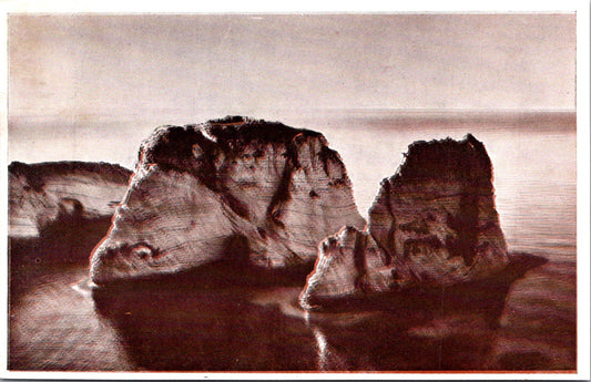 Vintage Postcard Grotte Aux Pigeon Raouche Rocks Lebanon Unposted