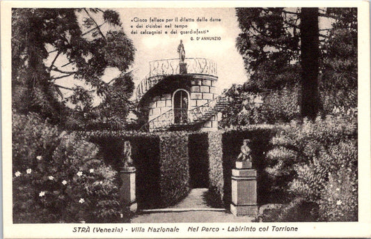 Vintage Postcard Labyrinth Park Villa Pisani National Museum Stra Venice Italy