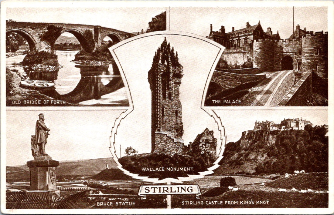 Vintage Postcard Bridge Of Forth Wallace Monument Stirling Castle Bruce Statue