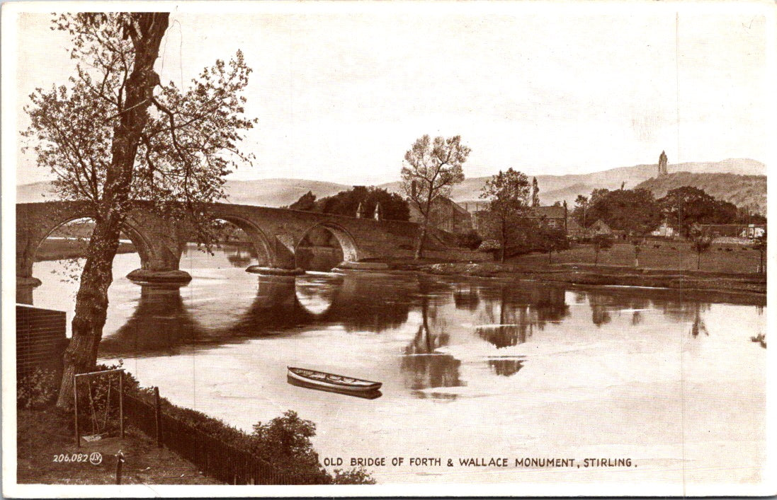 Vintage Postcard Bridge Of Forth And Wallace Monument Stirling Scotland Unposted