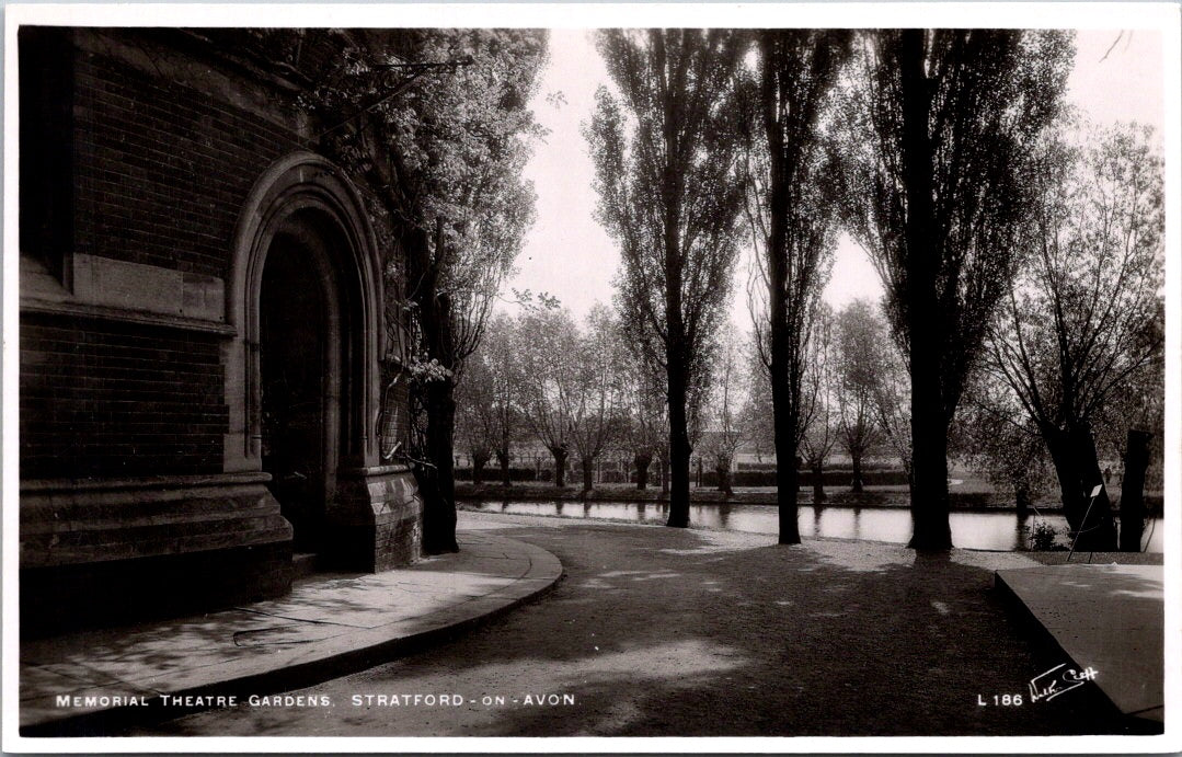 Vintage Postcard Memorial Theater Gardens Stratford On Avon England Unposted