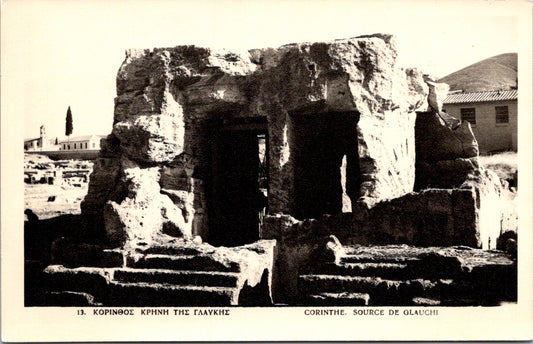 Vintage Postcard Corinthe Source de Glauchi Greece Unposted