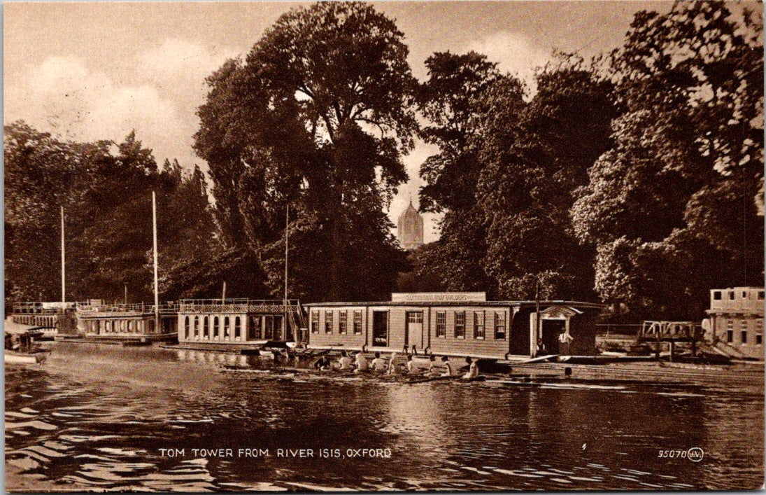 Vintage Postcard Tom Tower From Thames River Isis Oxford England United Kingdom