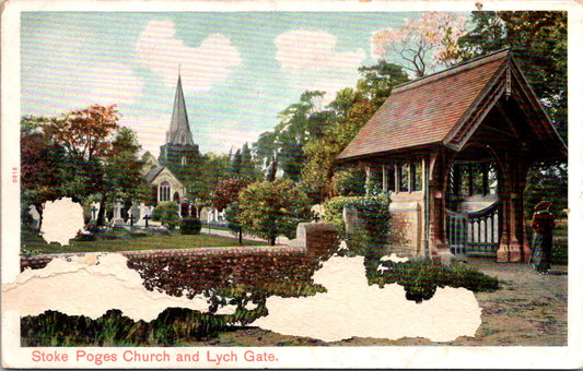 Vintage Postcard Stoke Poges Church And Lych Gate United Kingdom Unposted