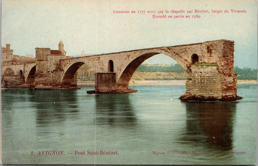 Vintage Postcard The Pont Saint-Bénézet Avignon Universal House France Unposted