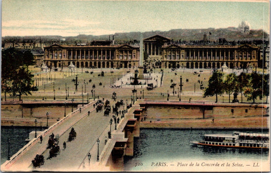 Vintage Postcard Place de la Concorde Paris France Unposted