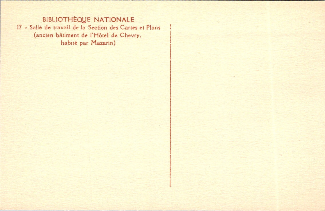 Vintage Postcard Section Work Room National Library France Unposted