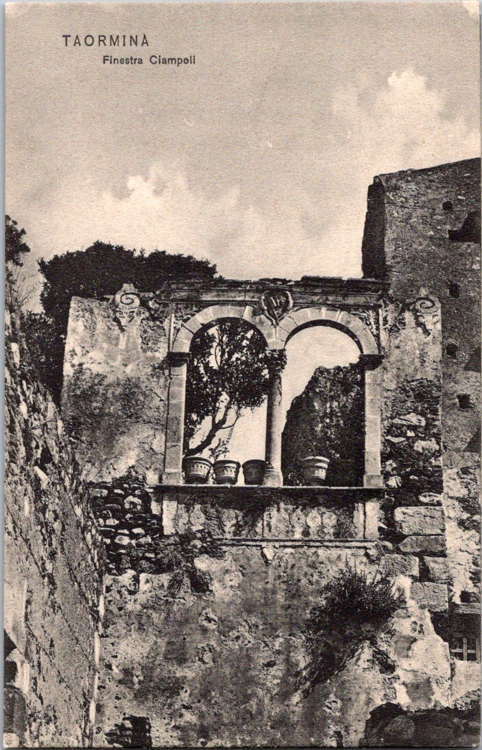 Vintage Postcard The Ciampoli Window Taormina Sicily Italy Unposted