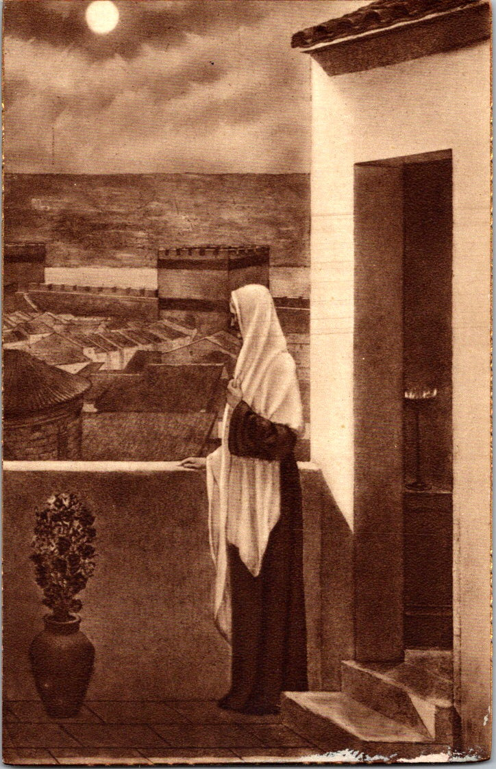 Vintage Postcard Saint Genevieve Looks Over Paris From The Pantheon France