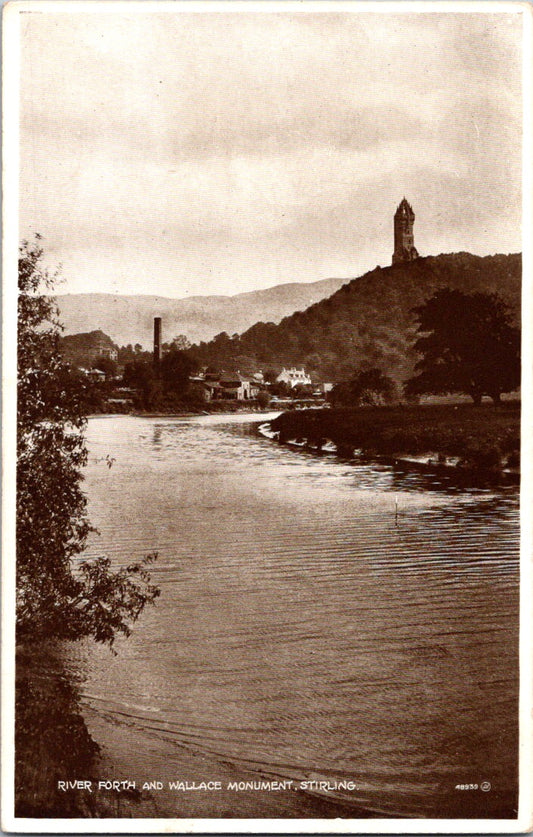 Vintage Postcard River Forth And The National Wallace Monument Stirling Scotland