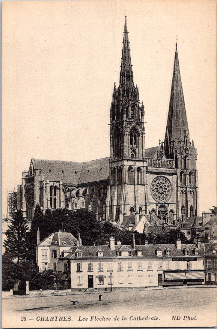 Vintage Postcard The Arrows Of Chartres Cathedral France Unposted