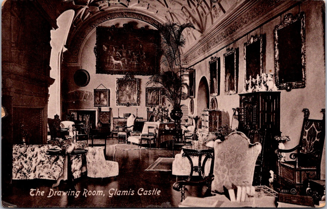 Vintage Postcard The Drawing Room Glamis Castle Scotland United Kingdom Unposted