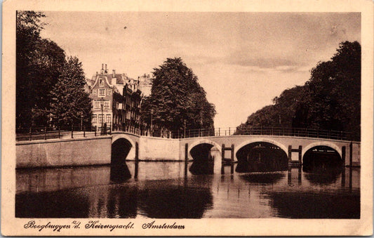 Vintage Postcard Keizersgracht Arch Bridge Amsterdam Netherlands Unposted