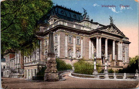 Vintage Postcard The Theater Wiesbaden City In Germany Unposted