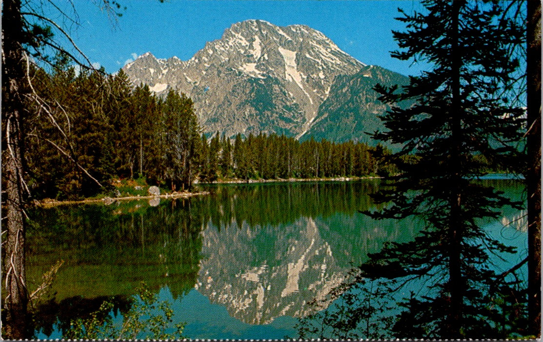 Vintage Postcard Leigh Lake Reflection Of Mount Moran Teton National Park