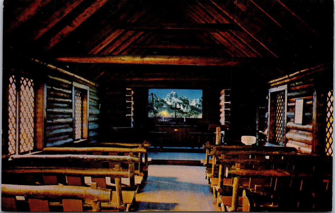 Vintage Postcard Interior View Of Chapel Of The Transfiguration Moose Wyoming