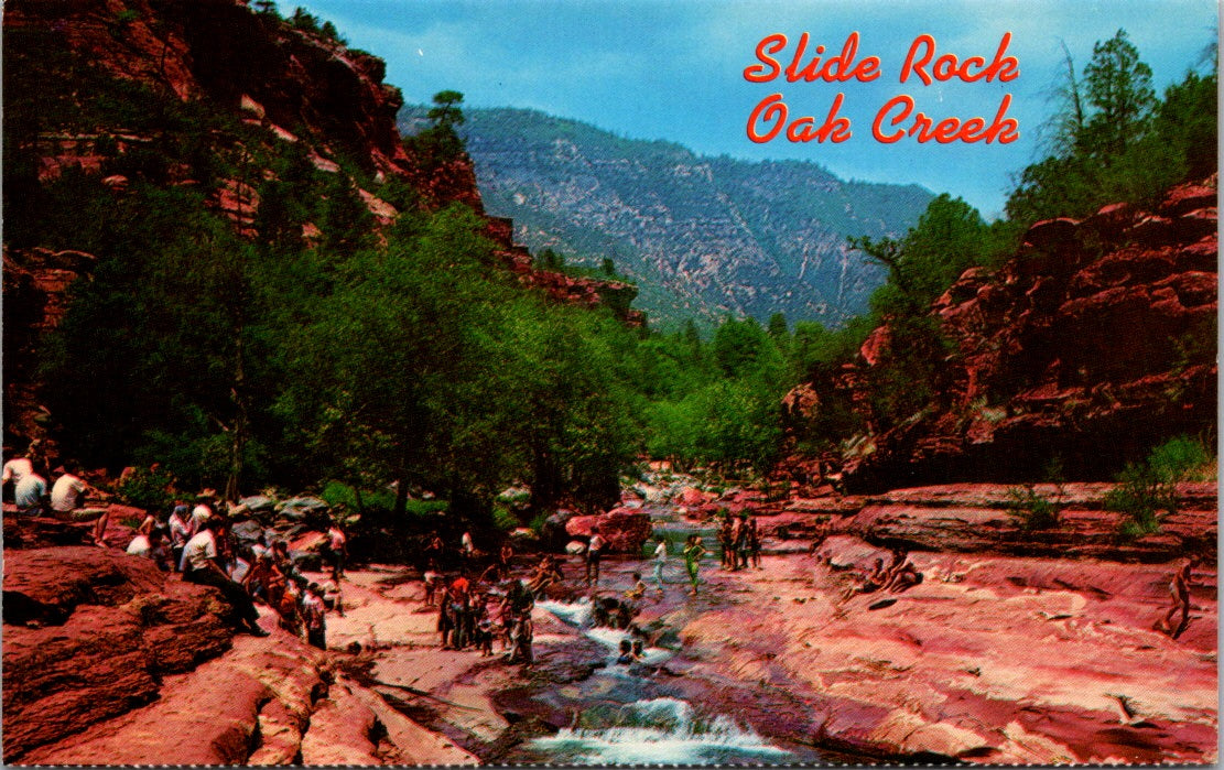 Vintage Postcard Slide Rock Oak Tree Canyon Sedona Arizona United States