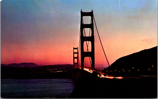 Vintage Postcard Golden Gate Bridge At Sundown San Francisco California Unposted