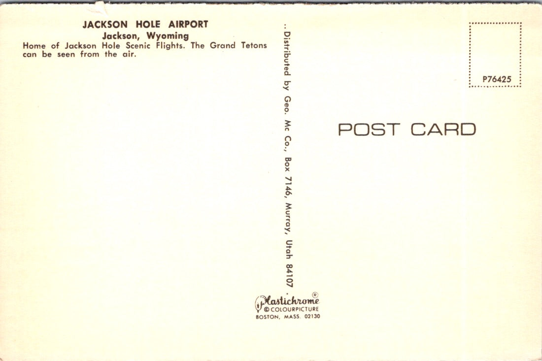 Vintage Postcard Jackson Hole Airport Wyoming United States Unposted