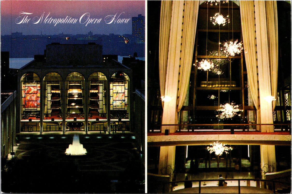 Vintage Postcard The Metropolitan Opera House At Night New York United States