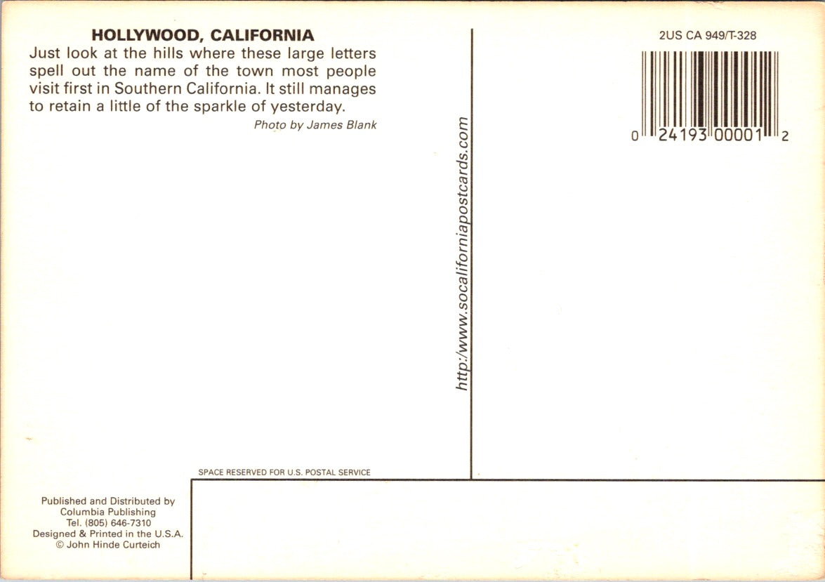 Vintage Postcard The Hollywood Los Angeles California United States Unposted