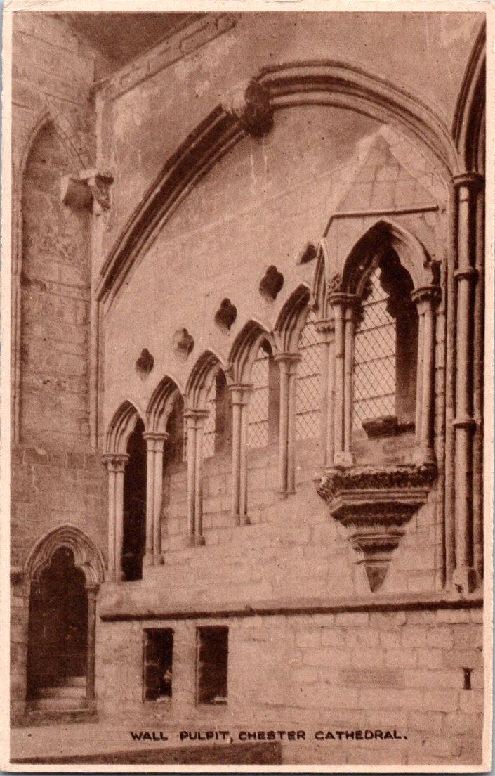 Vintage Postcard Wall Pulpit Chester Cathedral England United Kingdom Unposted