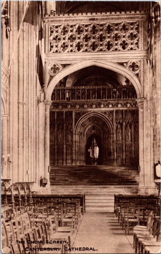 Vintage Postcard The Choir Screen Canterbury Cathedral England United Kingdom