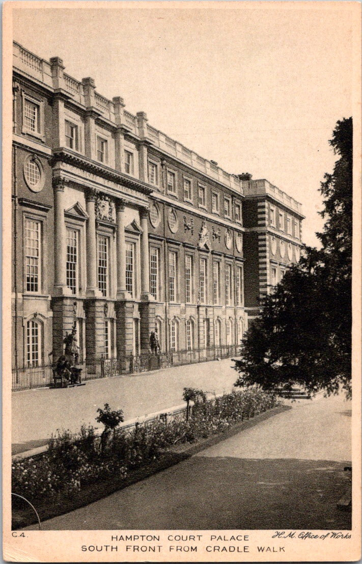 Vintage Postcard Hampton Court Palace South Front From Cradle Walk England