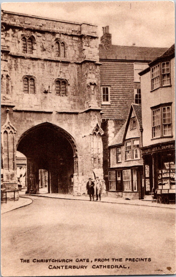 Vintage Postcard The Christ Church Gate From The Precints Canterburry Cathedral