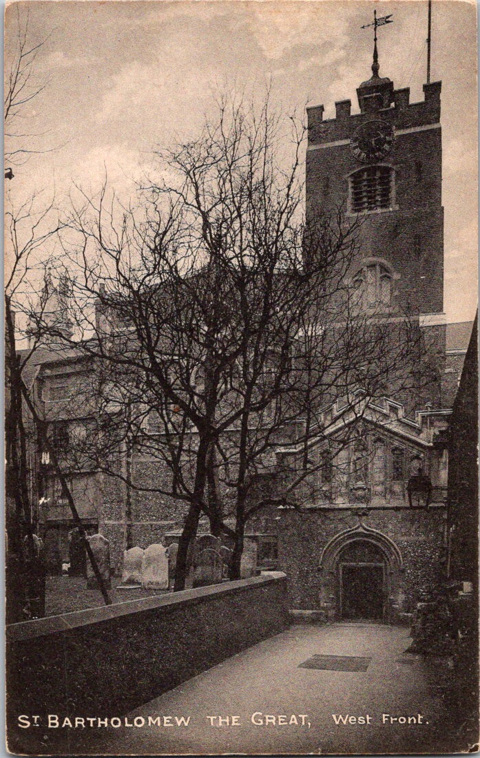 Vintage Postcard Saint Bartholomew The Great West Front United Kingdom Unposted