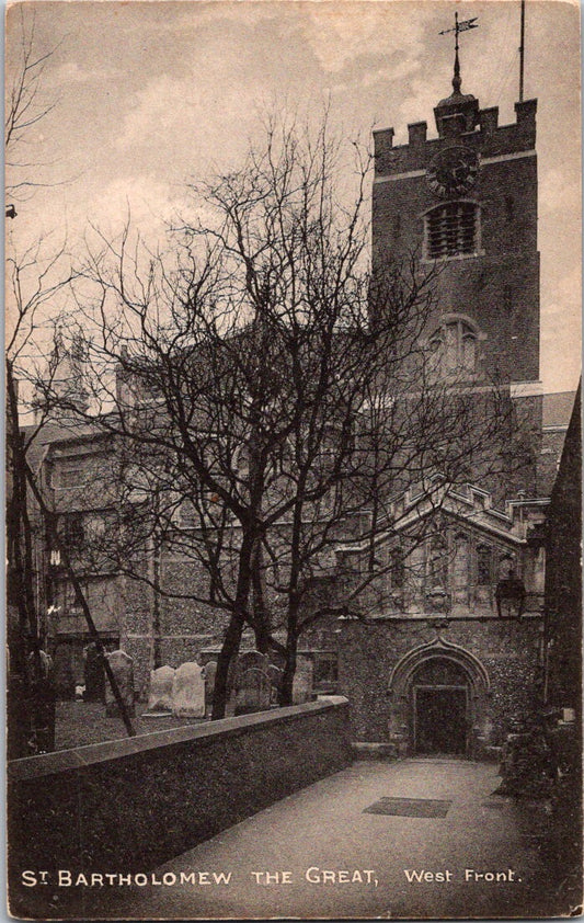 Vintage Postcard Saint Bartholomew The Great West Front United Kingdom Unposted