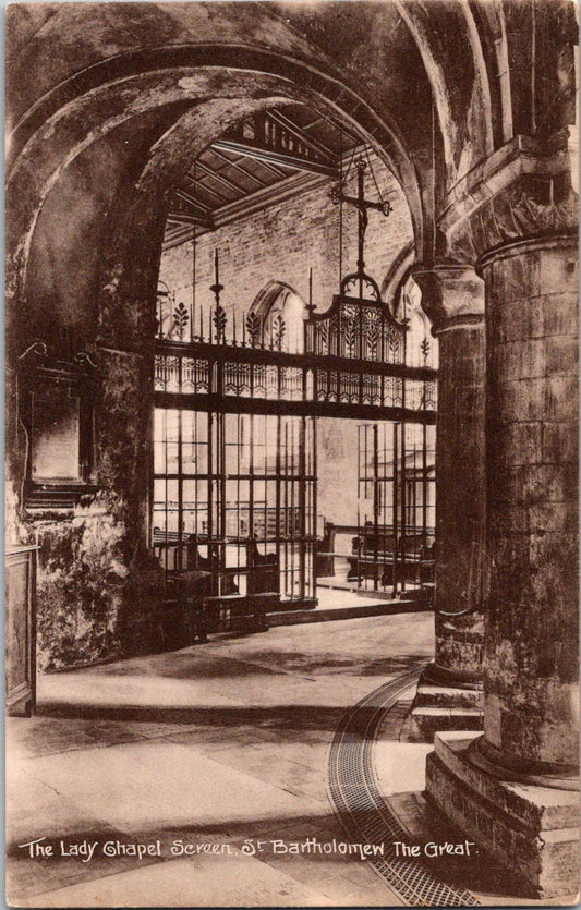 Postcard Vintage The Lady Chapel Screen St Bartholomew The Great United Kingdom