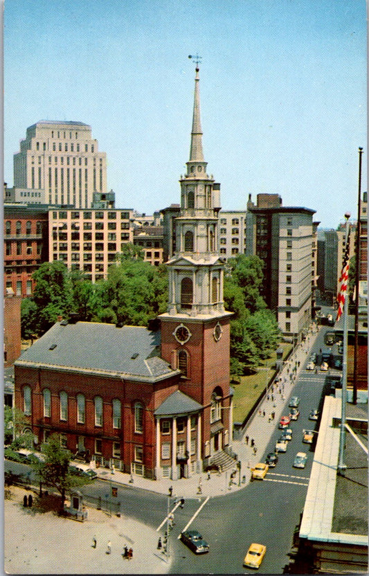 Vintage Postcard Brimstone Corner Showing Park Street Church Boston Mass