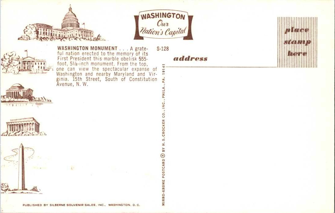 Vintage Postcard The Washington Monument United States Unposted