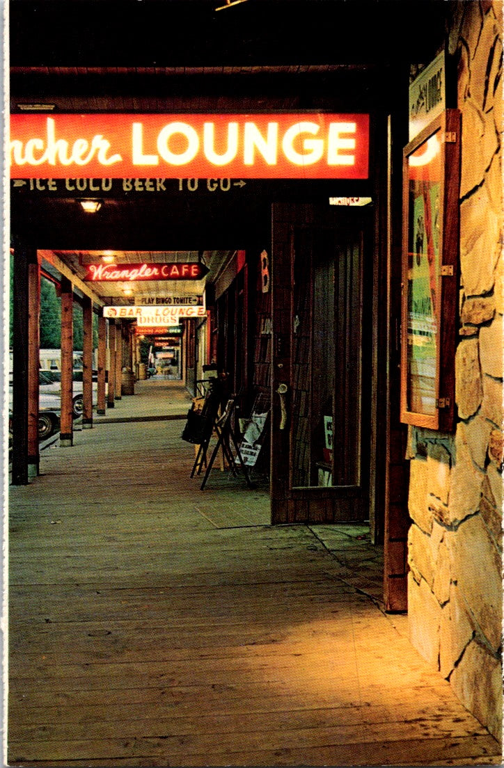 Vintage Postcard Board Sidewalks Rustic Building Jackson Wyoming Unposted