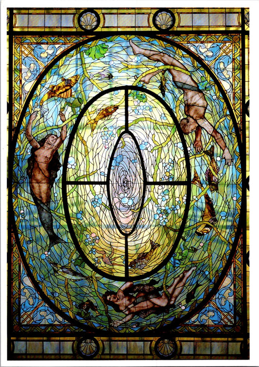 Vintage Postcard Fordyce Bathhouse Visitor Center Men's Bathhall Stained Glass