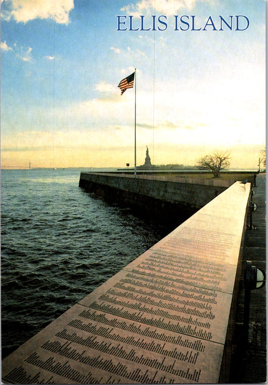 Vintage Postcard Ellis Island A Wall Of Honor Statue Of Liberty New York