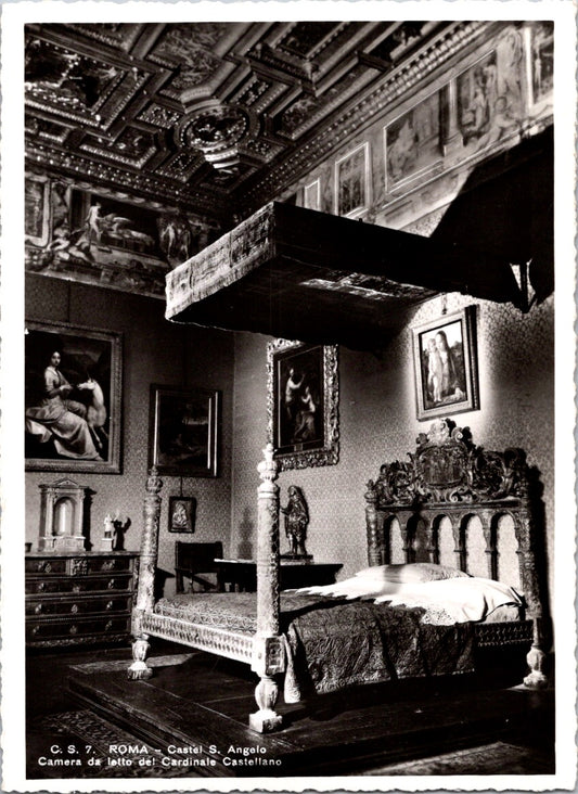 Vintage Postcard Bedroom Of Cardinal Castellano Sant'Angelo Rome Italy Unposted