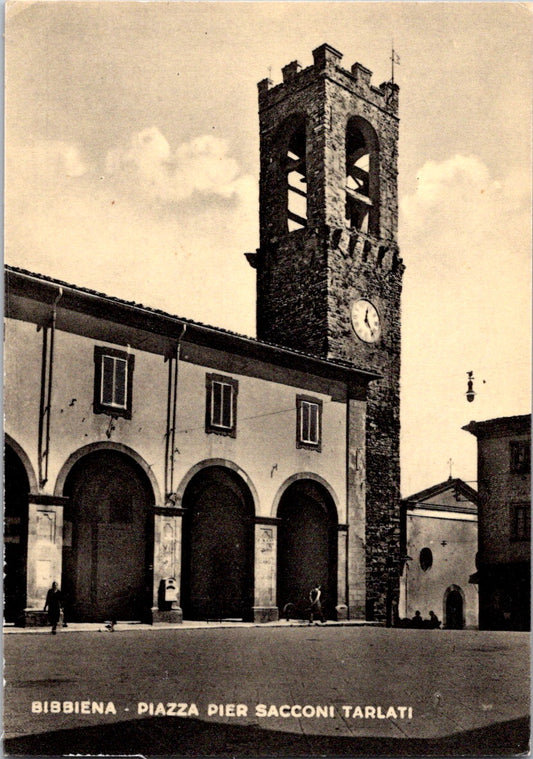 Vintage Postcard Pier Square Saccone Tarlati Bibbiena Arezzo Italy Unposted