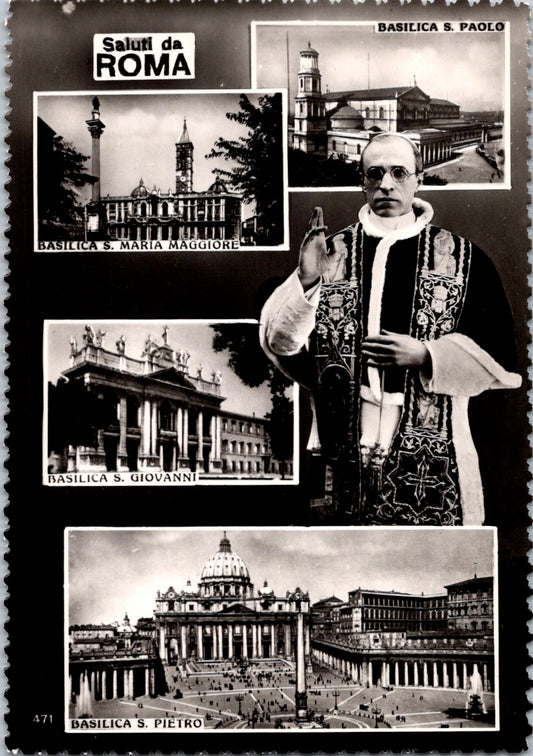 Vintage Postcard Greetings From Rome Italy Basilica Lorenzo Giovanni San Paolo