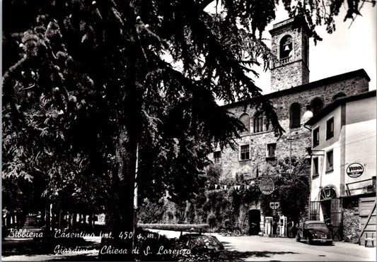 Vintage Postcard Bibbiena Garden Church Of San Lorenzo Casentino Italy Unposted